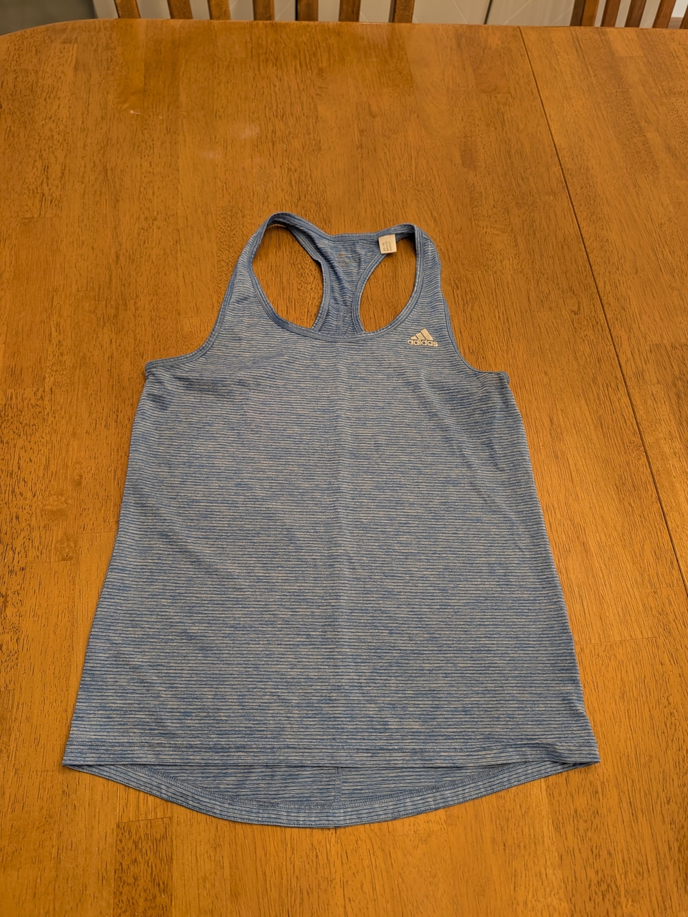 Adidas Blue Striped Racerback Tank Small